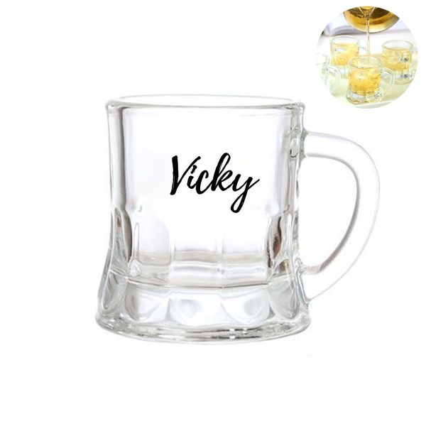 2oz Glass beer mug with small handle