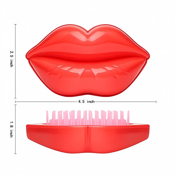 2-In-1 Lip-Shaped Foldable Mirror W/ Hair Brush