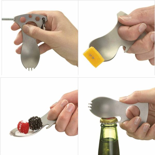 Multifunction Outdoor Camping Fork Spoon Opener