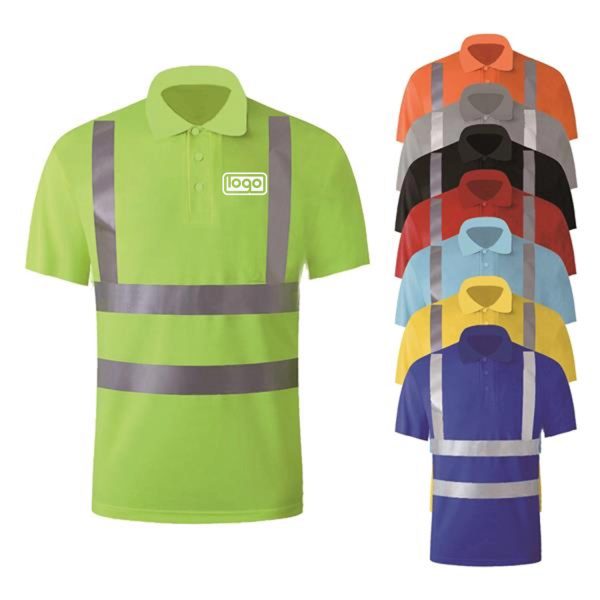 High Visibility Reflective Construction Safety Polo T Shirt