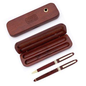 Red bamboo wooden box unisex jewel business signature pen