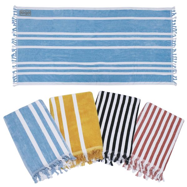 Cotton tassel shawl striped bath towel