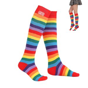 Rainbow Striped Knee High Tube Socks