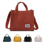 Women Corduroy Zipper Shoulder Crossbody Bag