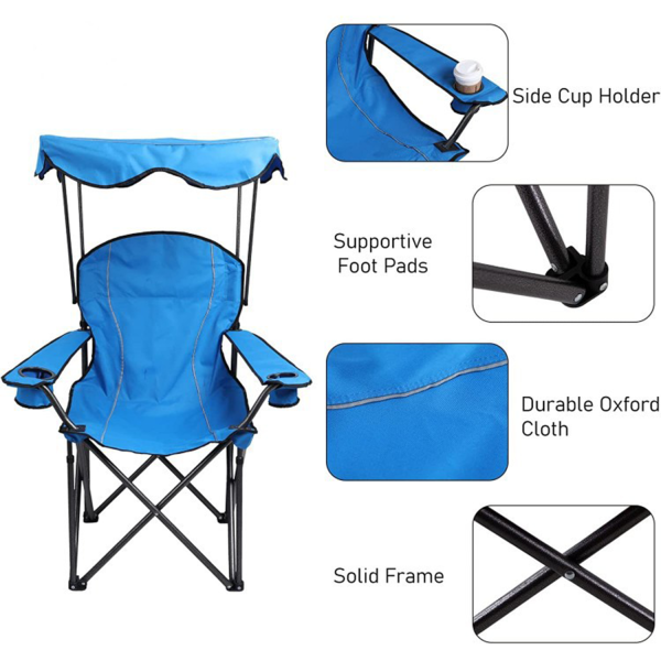 Portable Retractable Shade Canopy Folding Chair