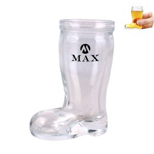 Small boots in a glass bottle with a cork