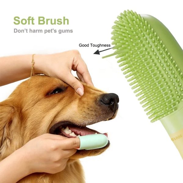 Soft gel pet tooth cleaning brush with handle