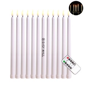 Flameless Ivory Taper Candles Flickering with 10-Key Remote