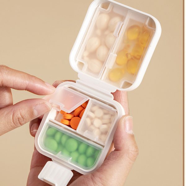 Plastic Double layered grid cub medicine pill box