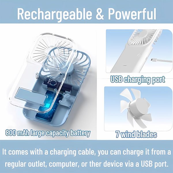 Portable Mini Battery Operated Phone Holder Handheld Fan