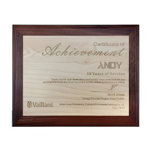 Honorary Certificate Holder Of Cherry Wood Veneer Office