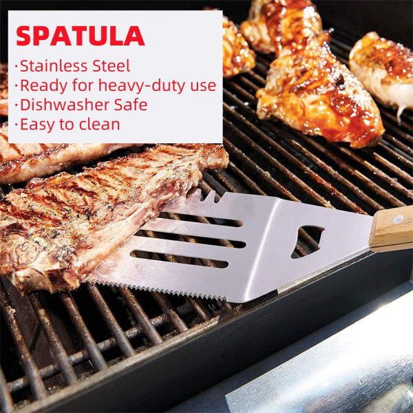 Wooden Handle Barbecue Stainless Steel Spatula