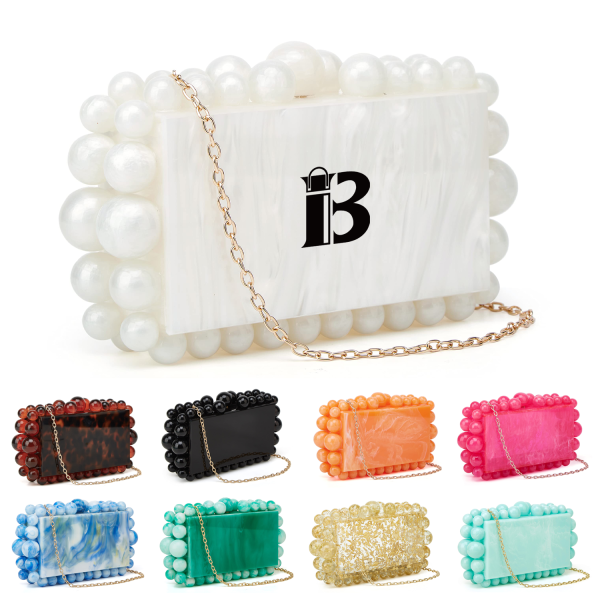 Pearl Marble Acrylic Clutch Crossbody Bag