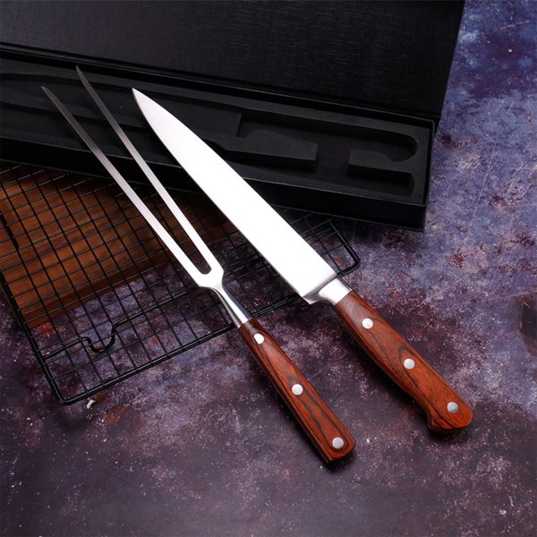 Stainless Steel Barbecue Knife and Fork Set