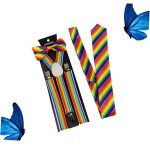 Rainbow Suspenders W/ Bow Tie Three-piece Set