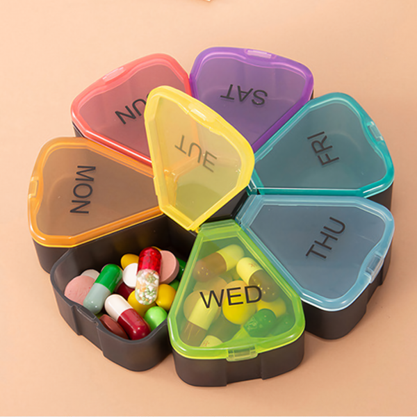 Cute Household Portable Rainbow Petal Pill Box