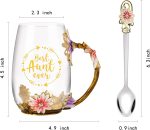 Gifts for Aunt Enamel Flower Glass Mugs Tea Cup With Spoon