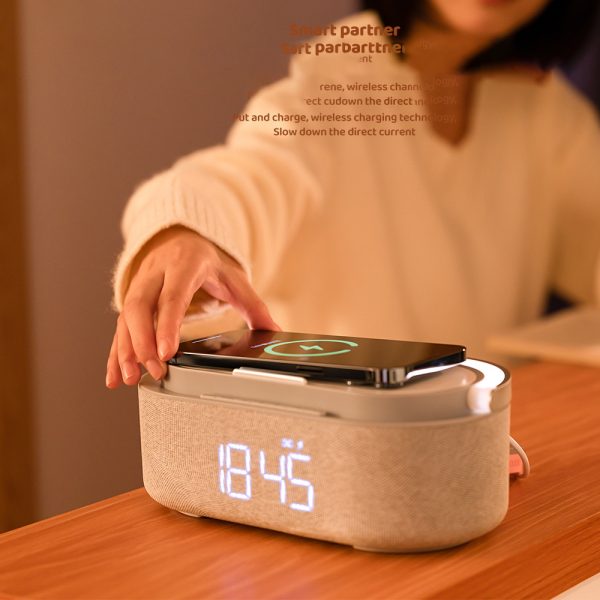 Alarm Clock With Wireless Charging Bluetooth Speaker