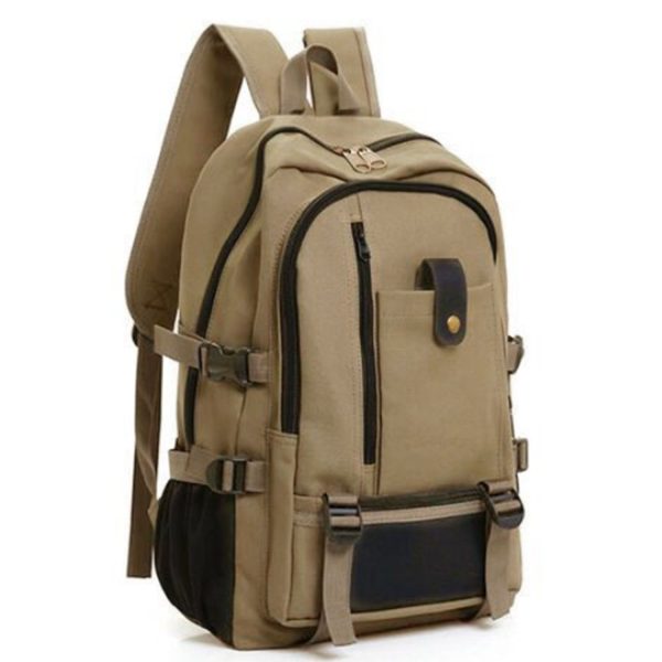 Canvas male college student travel backpack