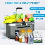 Large capacity waterproof insulated foldable picnic basket