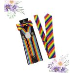 Rainbow Suspenders W/ Bow Tie Three-piece Set