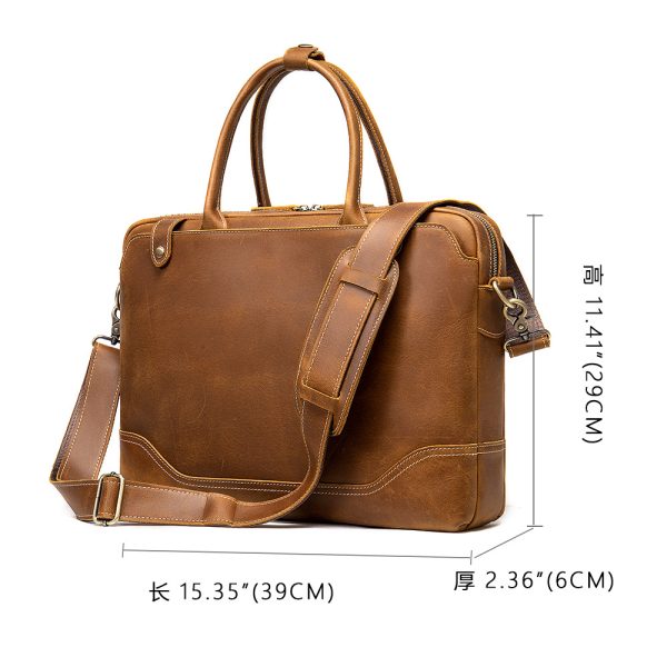 Men's business genuine leather vintage briefcase