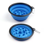 34oz Foldable Dogs Water Food Slow Feeder Bowl