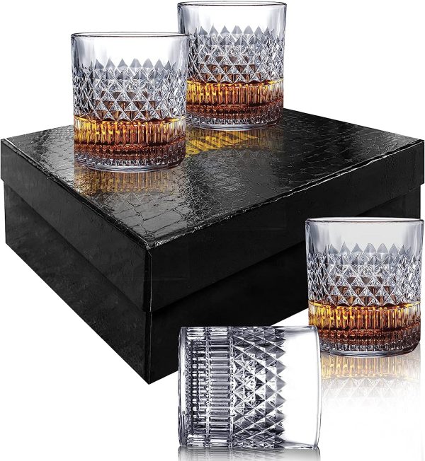 Whiskey Glass Set of 4 with Luxury Gift Box