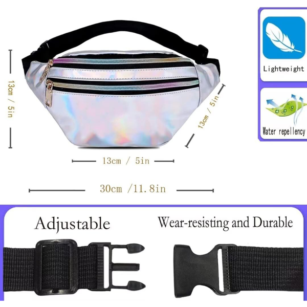 Zippered Pockets Adjustable Waist Belt Bag