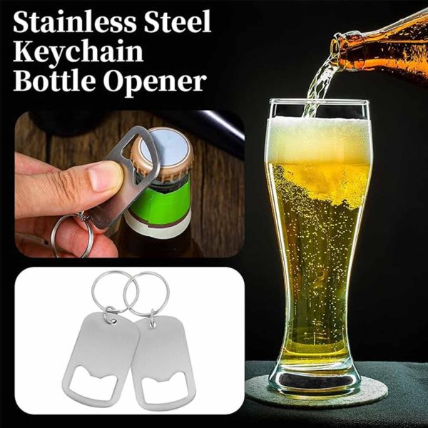 Stainless Steel Flat Beer Bottle Opener Keychain