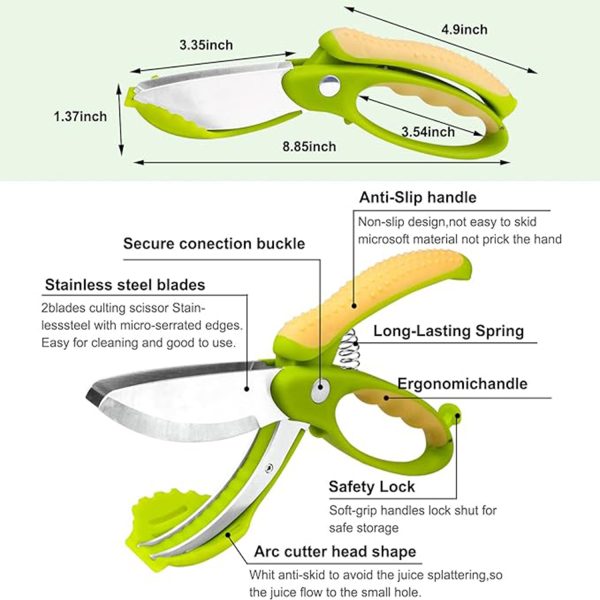 Multifunctional stainless steel salad scissors