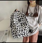 Nylon Leopard Print Backpack Schoolbag