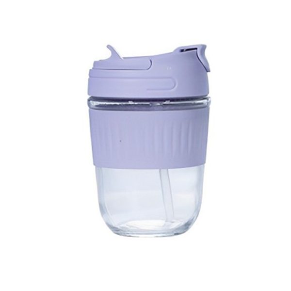 12 Oz Large Capacity Glass Water Bottle With Straw