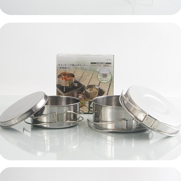 Outdoor stainless steel camping pot set