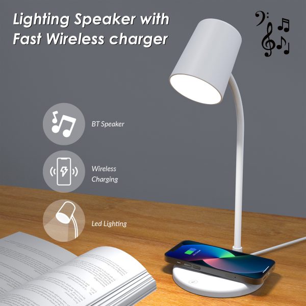 Wireless charging music table lamp speaker