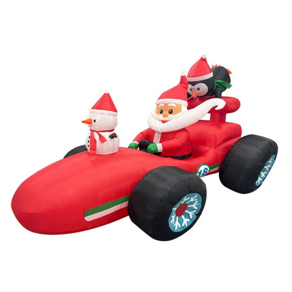 Christmas Inflatable Santa's Racecar with Penguins