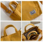 Women Corduroy Zipper Shoulder Crossbody Bag