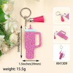 Sequin cup shaped keychain