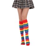 Rainbow Striped Knee High Tube Socks