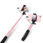 Foldable Wired Selfie stick W/ Mirror And Lanyard