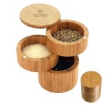 Household rotating bamboo three-layer seasoning jar