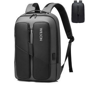 Nylon waterproof backpack with usb charging port