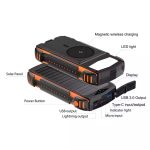 10,000 mAh Wireless Solar Power Bank w/ Flashlight