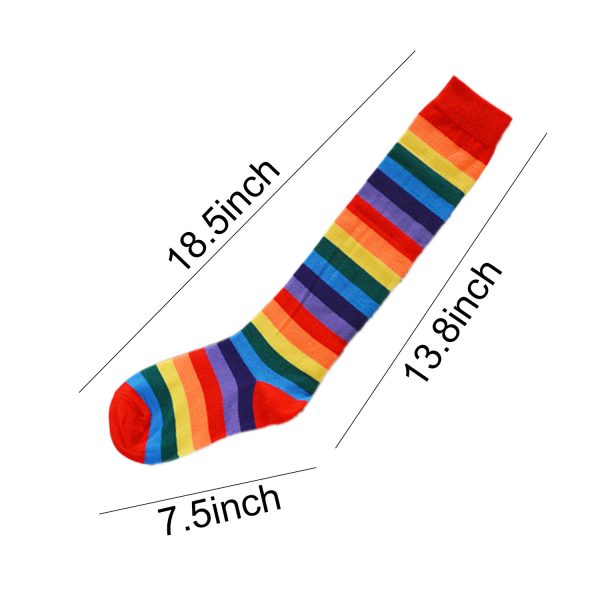 Rainbow Striped Knee High Tube Socks