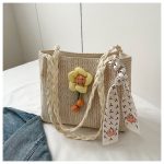 Woven flower tote bag for beach