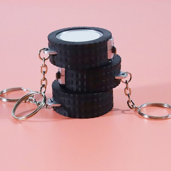 Mini tire tape measure keychain