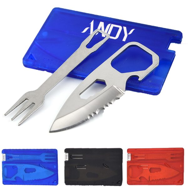 Outdoor Multifunction Tool Card W/ Knife And Fork