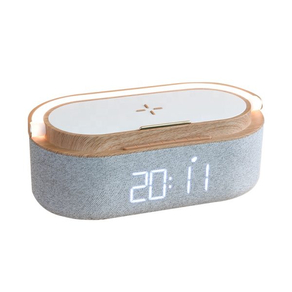 Alarm Clock With Wireless Charging Bluetooth Speaker