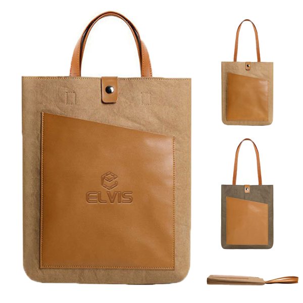 Waterproof kraft paper laptop tote bag