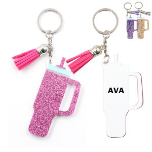 Sequin cup shaped keychain